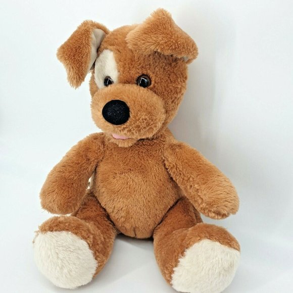 Build-A-Bear Puppy Dog Plush Cleaned Sanitized White Eye Patch Tongue Toy Brown - Picture 5 of 12